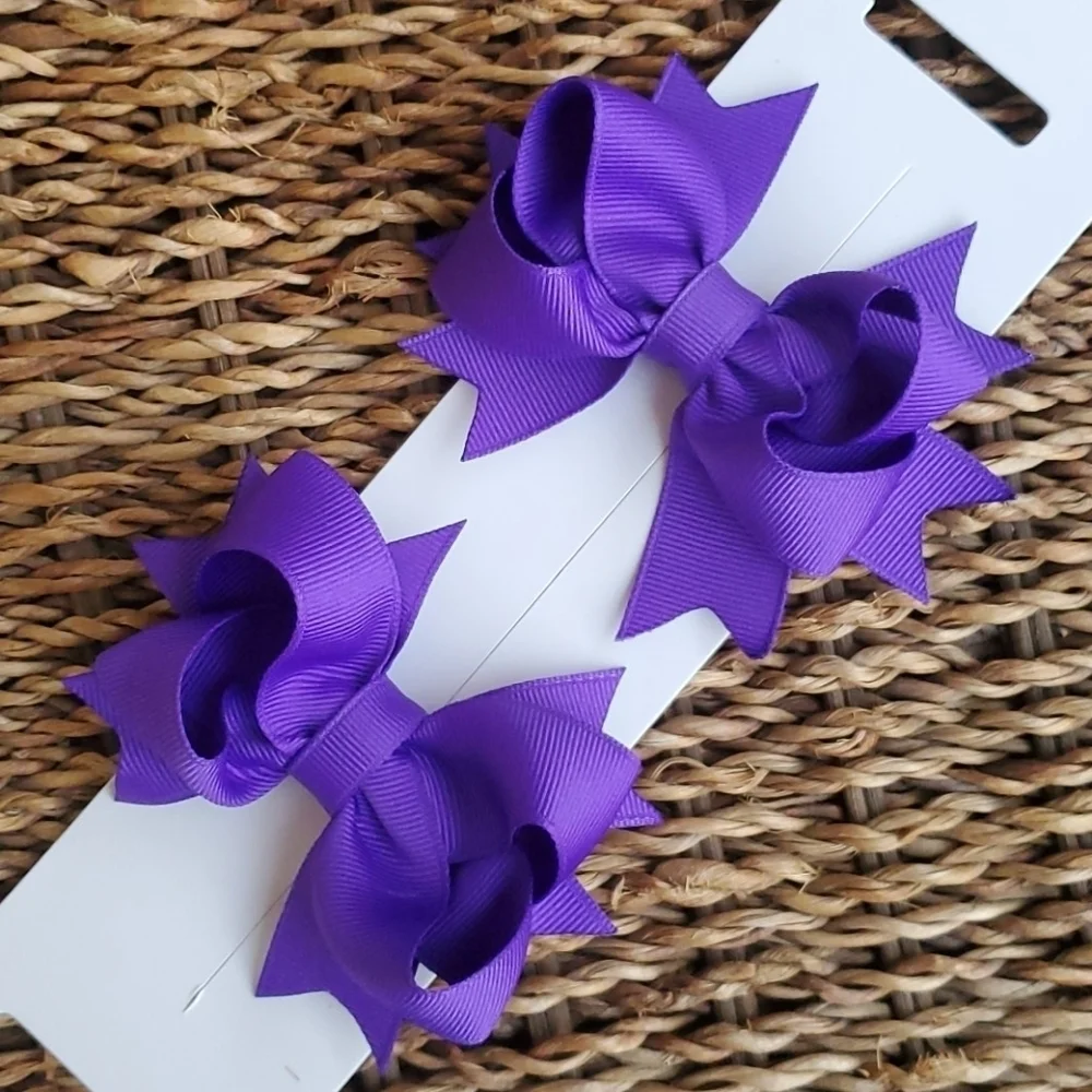 Shimmy Shimmy Purple Boutique Hair Bows Set of 2 NWT Made in USA
